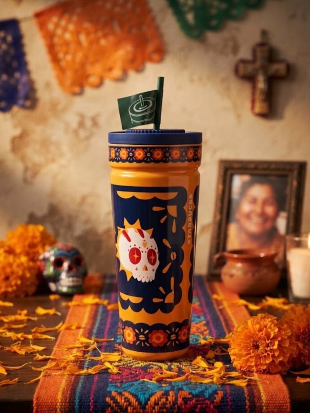 Starbucks MX Dia De Muertos 2023 24oz Reusable Tumbler With Lid & Straw
